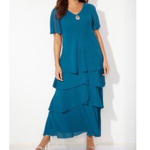 Catherines Teal Tiered Maxi Dress